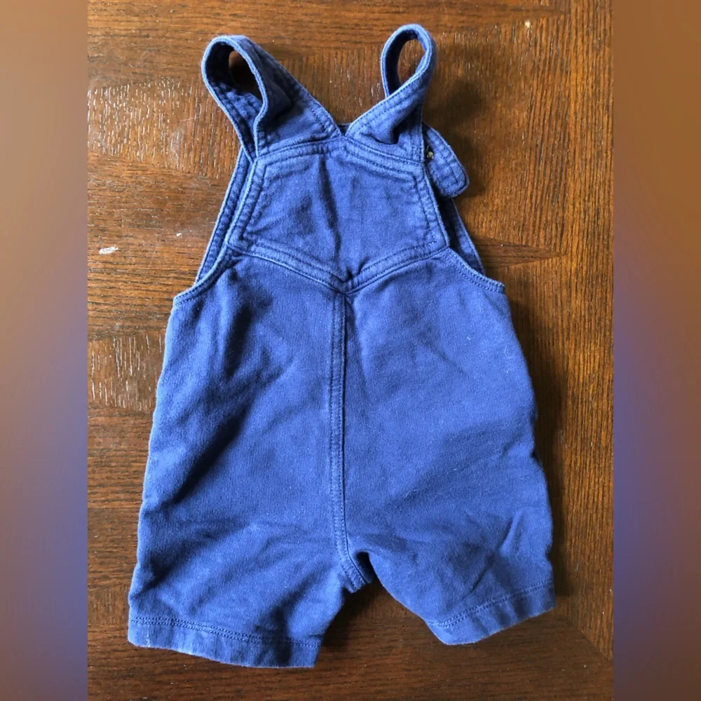 4/$20 Carters Navy Blue Monster Halloween Overalls Shorts Sz 12 Mo